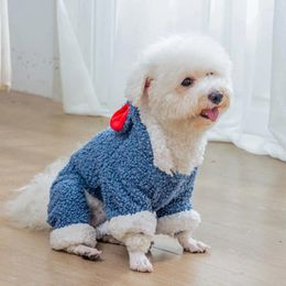 Dog Apparel Small Jumpsuit Winter Autumn Cartoon Wool Coat Pet Warm Sweater Cat Fashion Thick Hoodie Puppy Jacket Poodle Chihuahua Pug