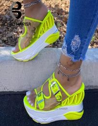 Bonjomarisa New Arrival Fashion Summer Ins High Wedges Sandals Women 2020 Brand Casual Colours Platform Shoe Shoes Woman8544150