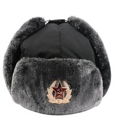 Russia Ushanka Hat Soviet Badge Winter Faux Fur Earflap Men Snow Caps Waterproof Bomber Hats Pilot Trapper trooper Hat15476375669454