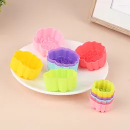 Baking Moulds 5Pcs 3/5cm Lotus Silicone Mold Cupcake Cake Muffin Nonstick And Heat Resistant Reusable Molds