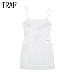 Casual Dresses Embroidery White Dress Women Summer Slip Mini Woman Sexy Backless Beach Female Thin Straps For