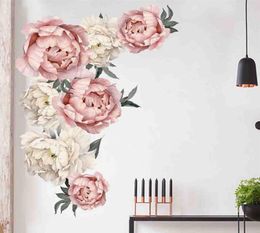 Peony Rose Flowers Wall Sticker Art Nursery Decals Kids Room Home Decor Gift wall decorations living room Stickers200U8160845