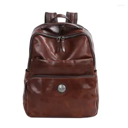 Backpack Genuine Leather Men's Backpacks Business Travel Bag Trip First Layer Cowhide Schoolbag Large Capacity Computer