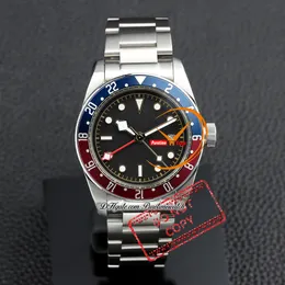 M79830 A21J Automatic Mens Watch 40mm Pepsi Red Blue Bezel Black Gold Dial Stainless Steel Bracelet Sports Watches Reloj Hombre Montre Hommes Puretime PTTD