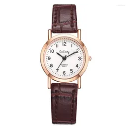 Wristwatches Small Dial Extremely Thin Women's Watch Minimalist Vintage Style Leather Strap Wristwatch Alloy Fashion Casual Clock Reloj