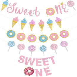 Party Decoration Glitter Sweet Doughnut Theme Banners Candy Bar ONE Ice Cream Garland For Baby Shower 1st Girl Birthday