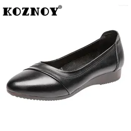 Casual Shoes Koznoy 2.5cm Genuine Leather Soft Soled Loafer Women Vintage Flats Ethnic Summer Comfy Autumn 2024 Retro