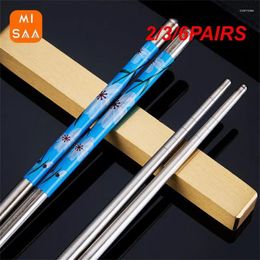 Chopsticks 2/3/6PAIRS Pattern Easy To Clean Light Weight 5 Options Available Environmental Friendly Stainless Steel