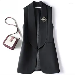 Women's Vests 2024 Spring Autumn Leisure Solid Colour Waistcoat Female Turn Down Collar Suit Vest Ladies Slim Sleeveless Coats W751