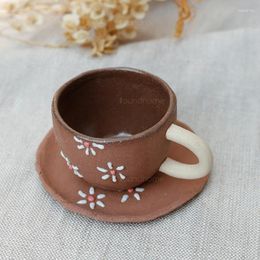 Cups Saucers China Breakfast Coffee Bubble Tea Mug Office Vintage Travel Cup And Saucer Set Flowers Turkish Crockery 110ML