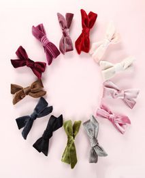 Fashion Velvet Kids Girls Hair Clips Single Bows Baby Girls Hairpins Sweet Lovely Bow Hair Barrettes New Baby Bands9814843