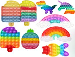 Desktop Fun Ice Cream Shaped Push Bubble Silicone Toys Children Adult Stress Reliever Squeeze Board Game FY24834414163