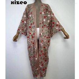 Summer Women Cardigan Kaftan Fashion Sexy Boho African Holiday Free SSze Long Sleeve Silk Feeling Robe Kimono CAFTAN