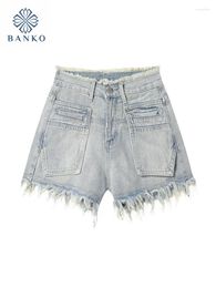 Women's Jeans American Style Washed Bleached Coquette Denim Shorts Women Casual Sexy Wrap Hip High Waist Pants Gyaru Clubwear Trend