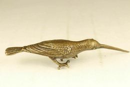 Decorative Figurines Chinese Old Bronze Animal Handcarved Casting Kingfisher Bird Statue Figure