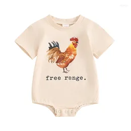 Rompers Baby Boy Girl Romper Cute Rooster Print Short Sleeve Crew Neck Bodysuit Casual Born Outfit Infant Clothes