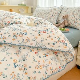 Bedding Sets Floral Printing Set For Kid And Adults Leaves Flower Duvet Cover Pillowcases Soft Washed Cotton Home Bedroom Textile