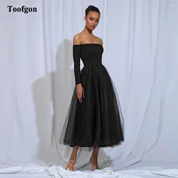 Party Dresses Toofgon Length Midi Prom Long Sleeves Off The Shoulder Women Homecoming Dress Girl Dance Formal Gowns
