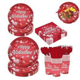 Disposable Dinnerware Valentines Day Paper Plates And Napkins 168pcs Tableware Supplies Set Environmental Party Grade