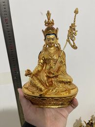Decorative Figurines 50% OFF Wholesale Buddhism Padmakara Guru Rinpoche Buddha HOME Temple Worship Family Protection Gilding COPPER Statue