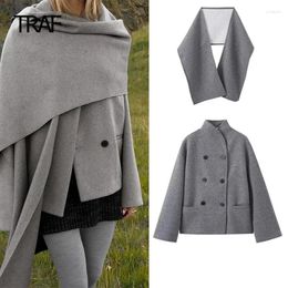 Women's Jackets Jacket Autumn Winter Tweed Grey Coat O-Neck Long Sleeve Top In Outerwear Elegant Luxury Designer Coats Women