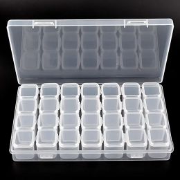 2024 28 Cells Nail Art Storage Case Rhinestones Gems Accessories Clear Plastic Empty Container for Rhinestones Beads Organiser Box2. Organiser Box for Rhinestones