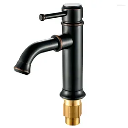 Bathroom Sink Faucets Vintage Black Bronze Copper Faucet Antique Single Handle Water Drawing Simple Control