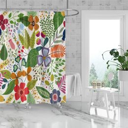 Shower Curtains 1pc 180cm Floral Curtain Colourful Bright Design Waterproof Fabric Bathroom