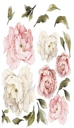 Peony Flowers Wall Sticker 6060cm Watercolour Stick Painting Removable Stickers Modern Home Decor Art Diy Baby Bedroom1408298