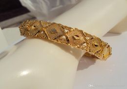 BANGLE CARVE 18 k THAI BAHT YELLOW FINE SOLID GF GOLD Jewellery WIDER HEAVY BRACELET BA206291598