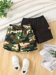 Shorts 2-piece set of boys summer casual outdoor goods shorts sports climbing pockets goods pants fashionable and comfortable d240510