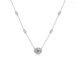 Pendant Necklaces Trendy 925 Sterling Silver 1ctColor VVS1 Moissanite Clavicle Necklace Women Jewellery Plated White Gold Diamond Test Pass6353179