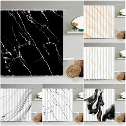 Shower Curtains Modern Geometric Marble Curtain Waterproof Bathroom Decor Black White Lines Abstract Art Fabric Bath With Hooks