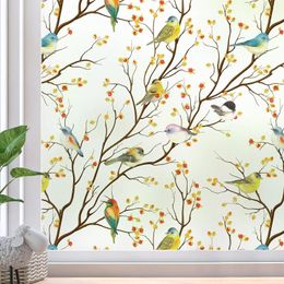 Window Stickers Privacy Film Decorative Frosted Bird Glass FilmStatic ClingOpaque WindowStickers For Door Bathroom Kids Study Room