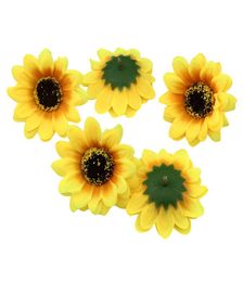 7cm Silk Sunflower Flower Head DIY Artificial Flower Heads Wedding Wreath Hair Accessories Fake Flowers Decoration 50pcs Lot3102419