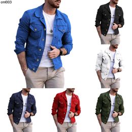 New Solid Jacket Autumn Winter Large Mens Slim Collar Denim Top Wear