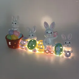 Decorative Figurines LED Easter Egg Statue Figurine With Light Resin