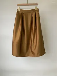 Skirts 2024 High Quality Fashion Silk Wool Elastic Waist Skirt