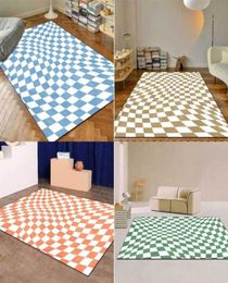 Carpets Checkerboard Area Rug For Living Room Bedroom Coloured Tiled Carpet Plaid Chequered Purple Pink Green Brown Retro Moroccan5825236