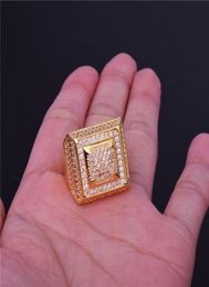 2018 Men ring vintage hip hop Jewellery mosaic Square Zirconia iced out Copper luxurious ring luxury gold plated fashion Jewellery who7195323