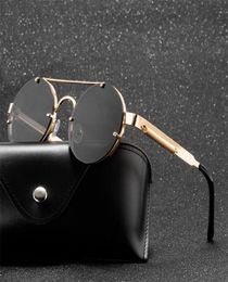 Sunglasses Vintage Steampunk Men Women Retro Brand Sun Glasses Male Female Mirror Fashion Designer Metal Round Shades Sunglasses8736516