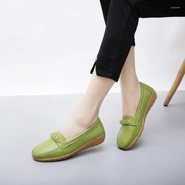 Casual Shoes Women's Spring 2024 Leather For Middle-aged Elderly Mother Women Single Beans With Soft Soles Wedge Heel
