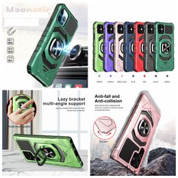 Support Magnet Car Bracket Cases For Samsung S24 Ultra S23 FE S22 Plus A55 A35 A25 A15 A34 A54 A14 A23 A73 A53 A33 A13 A32 Hybrid Layer Fashion Hard PC TPU Shockproof Cover