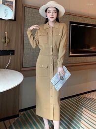 Work Dresses Small Fragrance Style Knitted Two Piece Set Womens Outfits Autumn Cardiagn Sweater Jacket Bodycon Maxi Skirt Suits Female