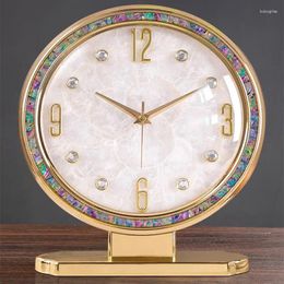 Table Clocks Luxury Elegant Bedroom Alarm Shell Style Desk Watches Silent Living Room Decoration Relogio De Mesa Vintage