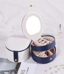 New Jewelry Box Simple Small Jewelry Storage Box Earrings Ring Necklace Storage Case Travel Cosmetics Beauty Organizer Container Y2006484