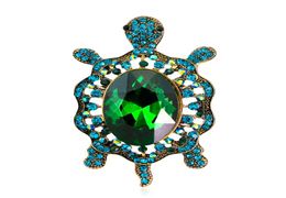 Whole Women039s Fashion Natural Insect Animal Lovely Alloy Rhinestone Turtle Tortoise Brooch Pins Women Girls 6078775