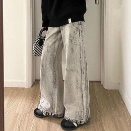 Men's Jeans American Style High Street Irregular Washed And Ground White Denim Pants Men Women Punk Floor Mops Trendy Casual Y2k
