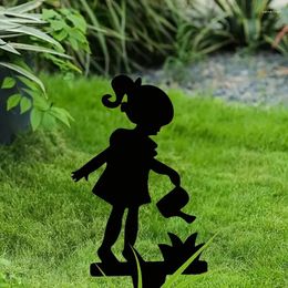 Decorative Figurines Girl Silhouette Garden Sign With Stakes Insert Decoration For Home Patio Fence Yard Lawn Art Decor Spring