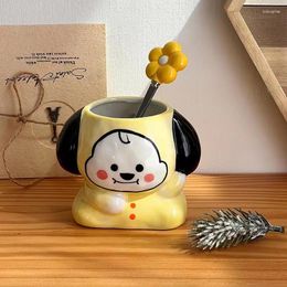Mugs Creative Hand Drawn Ceramic Mug Ornaments With Handle Cute Cartoon Stereo Cup Kids Breakfast Milk Water Crafts Decoration